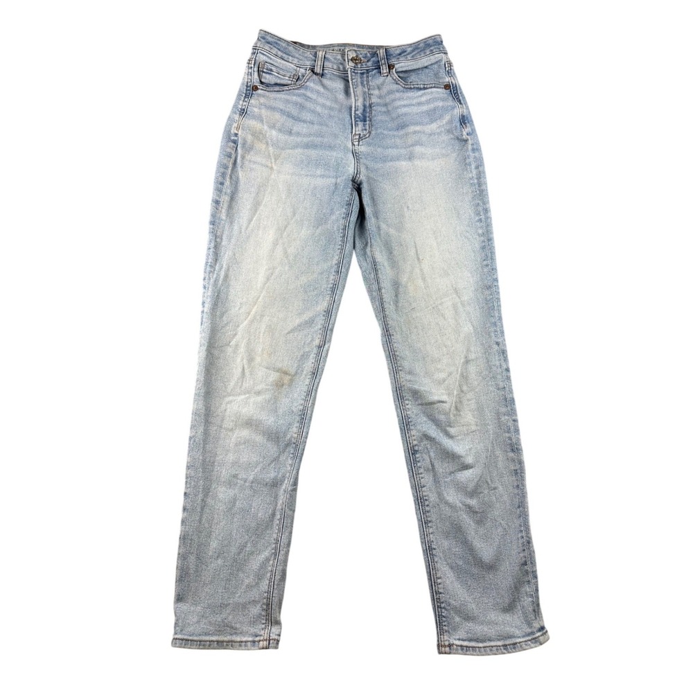 American Eagle Jeans Women 2 Blue Light Wash Stretch‎ Mom Jean High Rise Denim